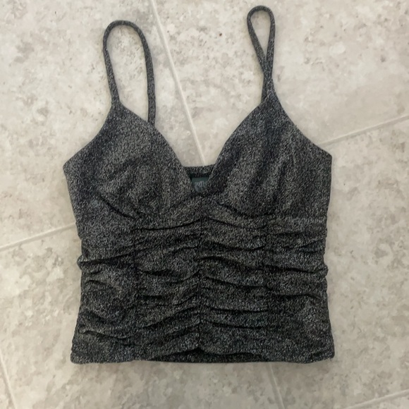 WildFable™️ Black Sparkle Crop Top w/ Scrunch Front 🖤 - Picture 2 of 6
